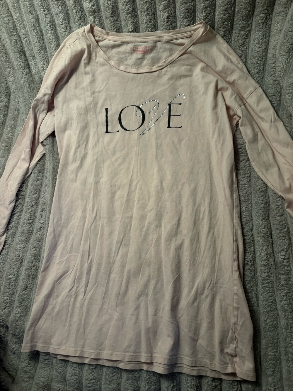 Victoria's Secret Light Pink 'LOVE' Long Sleeve Lounge Top